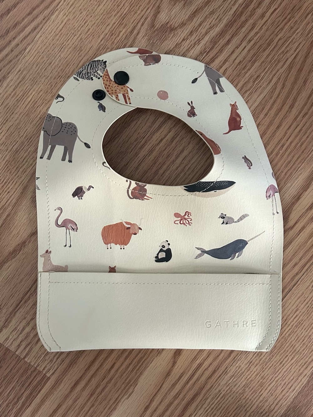 Gathre Vegan Leather Tan Animal Themed Bib
